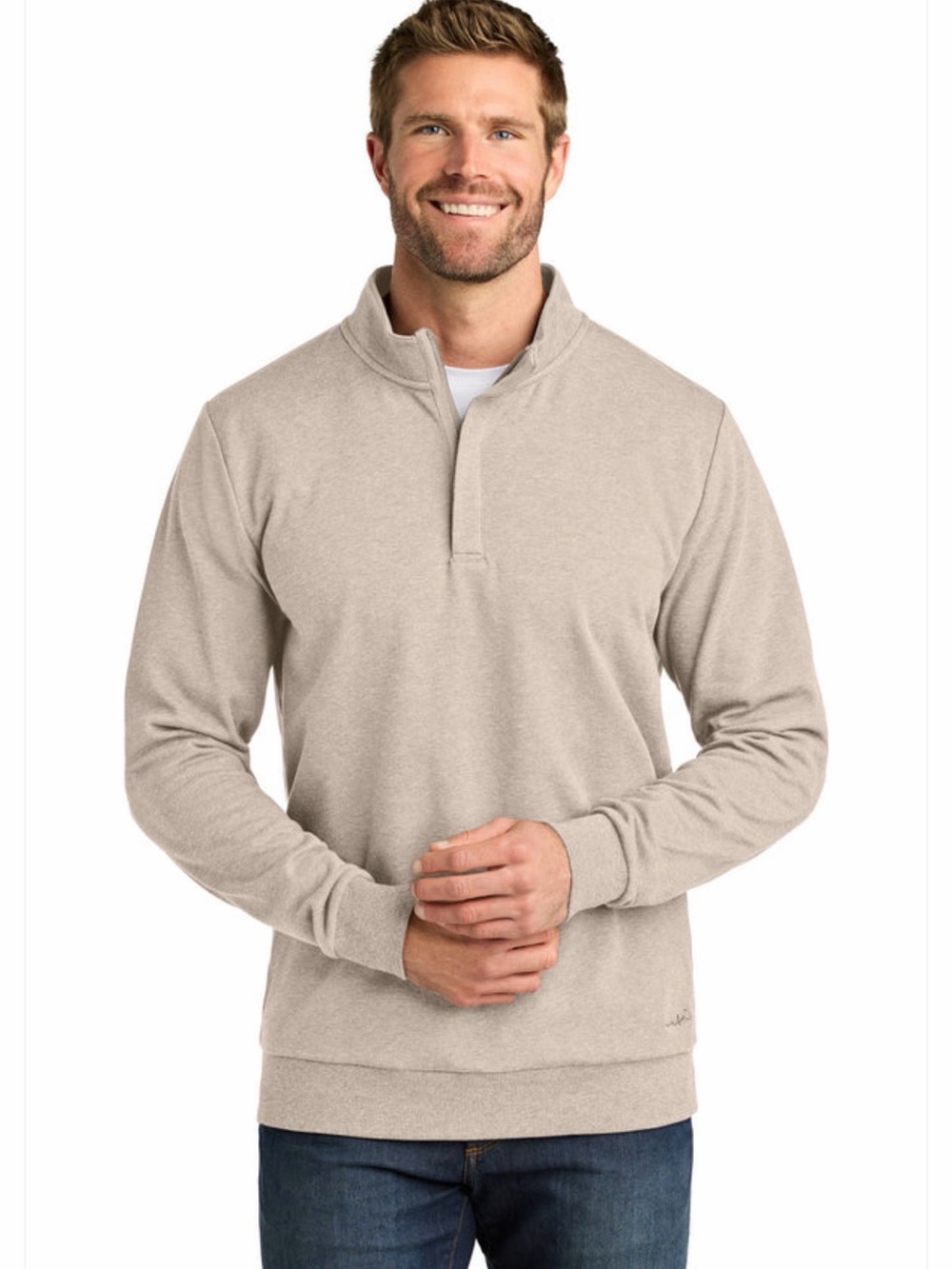 TravisMathew Men's Cloud Collection Quarter-Zip Pullover - Natural Heather